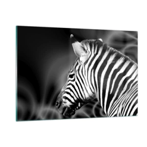 Impression sur verre - Image sur verre - Zèbre en esthétique noir et blanc - 120x80cm - Blanc c'est blanc et noir c'est noir - Décoration murale moderne pour le salon et la chambre ARTTOR