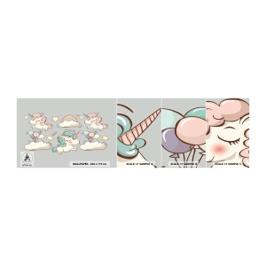 Échantillon De Papier Peint Standard Eco - Ils existe, c'est sûr… - Pour les enfants, Licorne, Conte de fées - 100x30 cm