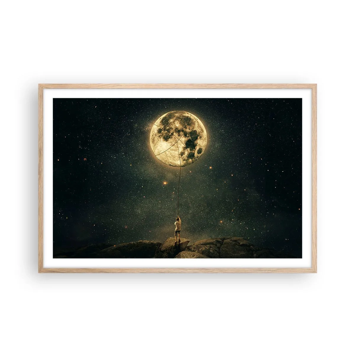 Affiche dans un chêne clair - Poster - Celui qui a volé la lune - 91x61 cm