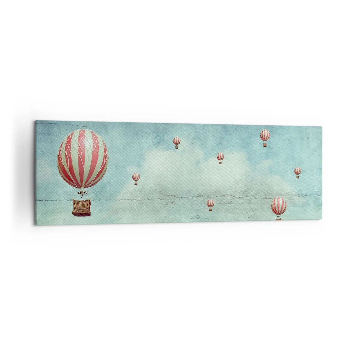 Impression sur toile - Image sur toile - Ballons rétro sur fond de ciel bleu et de verdure - 160x50cm - Libre de l'agitation de la vie - Décoration murale moderne pour le salon et la chambre ARTTOR