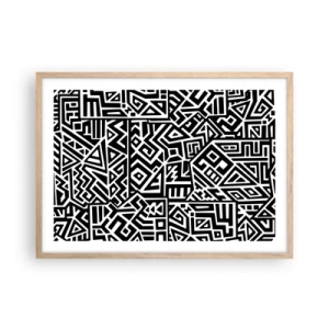 Affiche dans un chêne clair - Poster - Composition précolombienne - 70x50 cm
