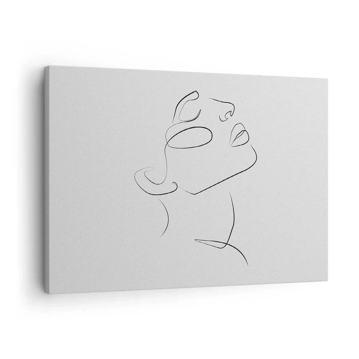Impression sur toile - Image sur toile - Un croquis minimaliste du visage d'une femme de profil. - 70x50cm - Méandre du rêve - Décoration murale moderne pour le salon et la chambre ARTTOR