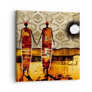 Impression sur toile - Image sur toile - Composition ethnique aux couleurs de l'Afrique - 30x30 cm