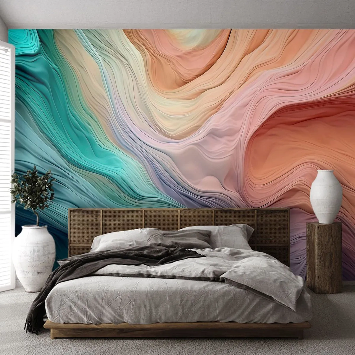 Papier Peint Photo Standard Eco - Vague arc-en-ciel - Pastels, Abstraction, Texture - 150x105 cm