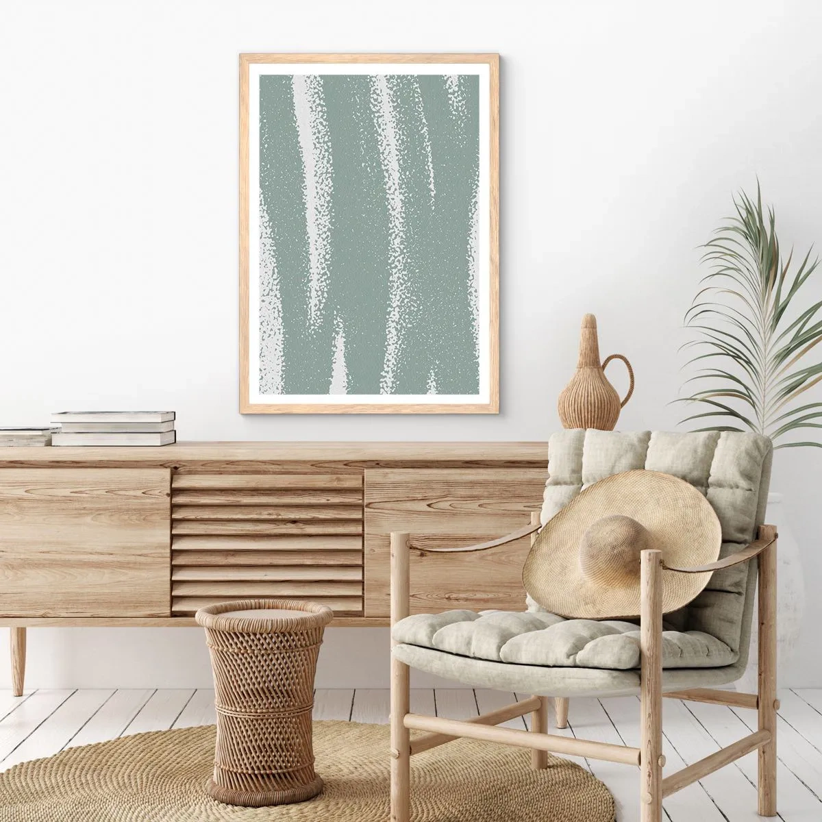 Affiche dans un chêne clair - Poster - Abstraction dans un climat hivernal - 40x50 cm