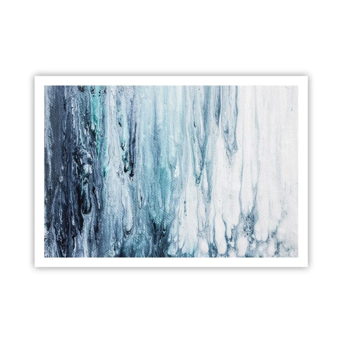 Affiche - Poster - Des stries bleues et blanches abstraites ressemblant à des glaçons - 100x70cm - Une glace bleue - Décoration murale moderne pour le salon et la chambre ARTTOR
