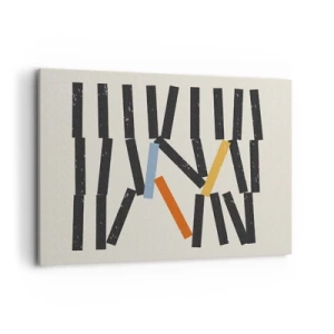 Impression sur toile - Image sur toile - Composition abstraite avec des rectangles colorés et noirs - 120x80cm - Dominos – composition - Décoration murale moderne pour le salon et la chambre ARTTOR