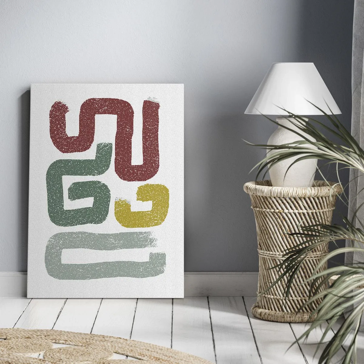 Impression sur toile - Image sur toile - Motifs géométriques colorés dans un style abstrait - 50x70cm - Dans une langue inconnue - Décoration murale moderne pour le salon et la chambre ARTTOR
