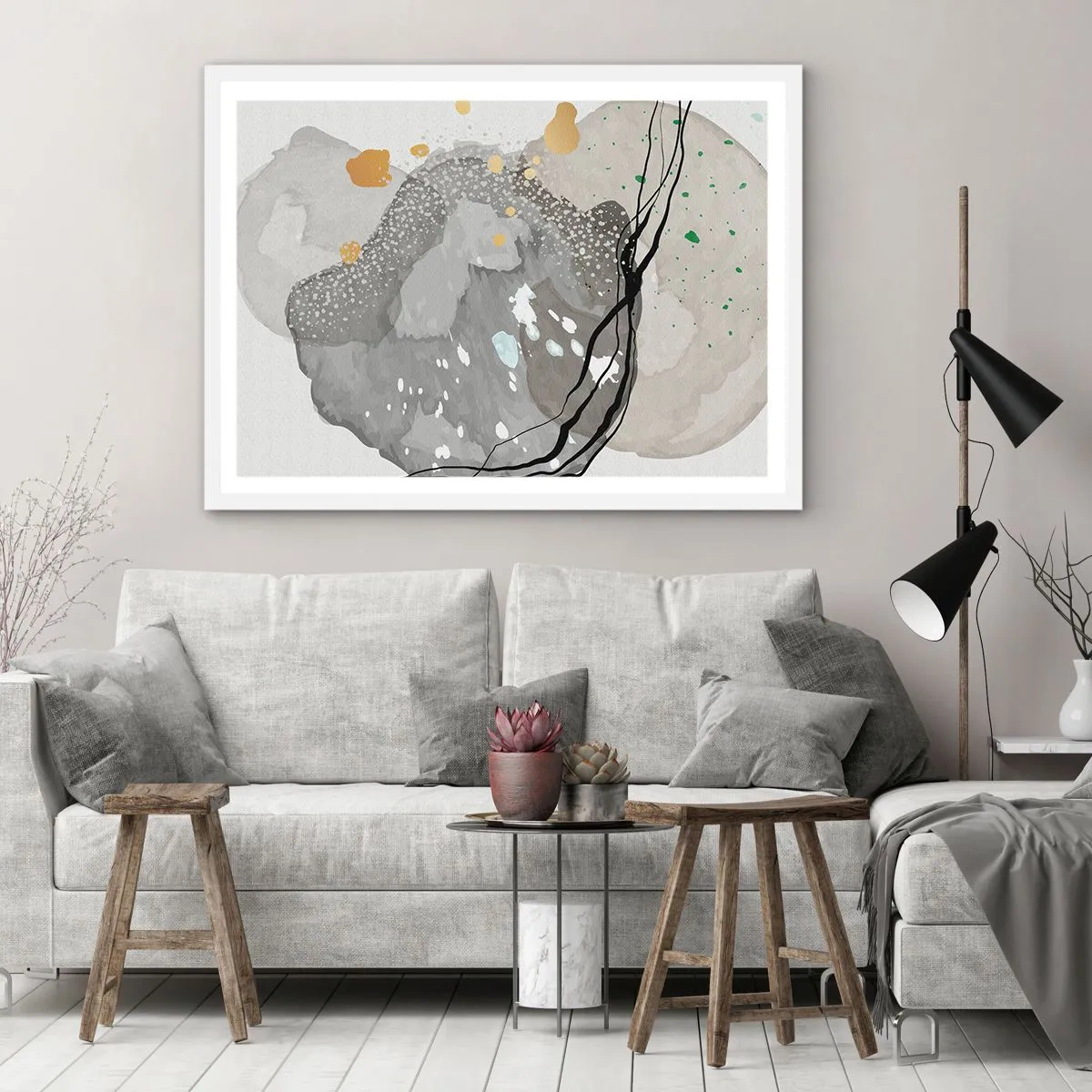 Affiche dans un cadre blanc - Poster - Composition organique - 91x61 cm