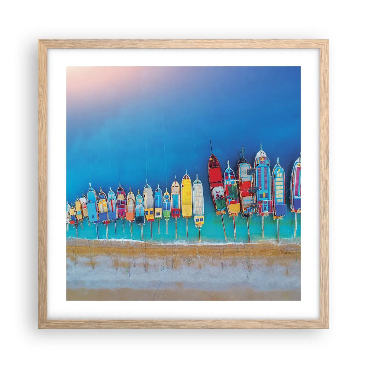 Affiche dans un chêne clair - Poster - Une vue à vol d'oiseau - 50x50 cm