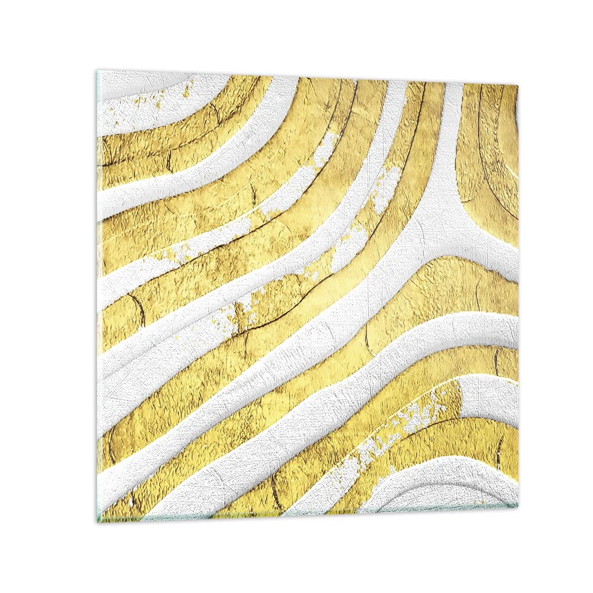 Impression sur verre - Image sur verre - Composition en blanc et or - 30x30 cm