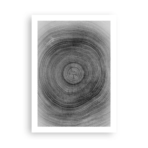 Affiche - Poster - Graphique en noir et blanc montrant une coupe transversale d'un tronc d'arbre - 50x70cm - Signe du temps - Décoration murale moderne pour le salon et la chambre ARTTOR