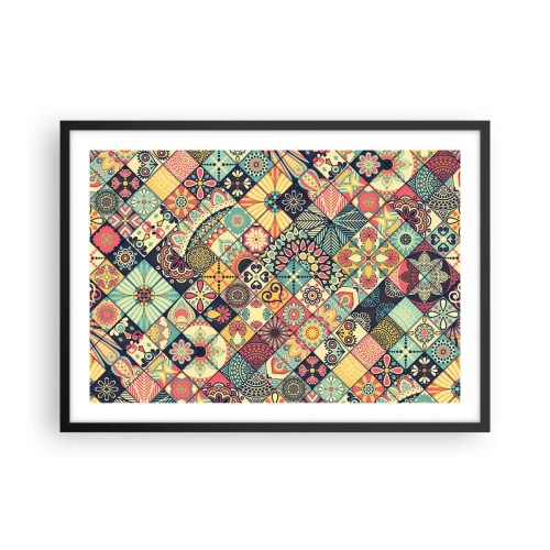 Affiche dans un cadre noir - Poster - Motifs géométriques colorés inspirés du style marocain - 70x50cm - Ambiance marocaine - Décoration murale moderne pour le salon et la chambre ARTTOR