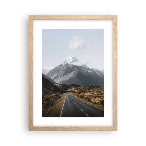 Affiche dans un chêne clair - Poster - Chemin vers le coeur de la montagne - 30x40 cm