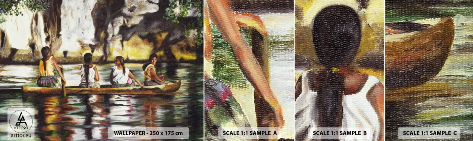 Échantillon de Papier Peint Autocollant Deluxe Sticker - Dans un paradis polynésien - Voyages, Paysage, Rivière - 100x30 cm