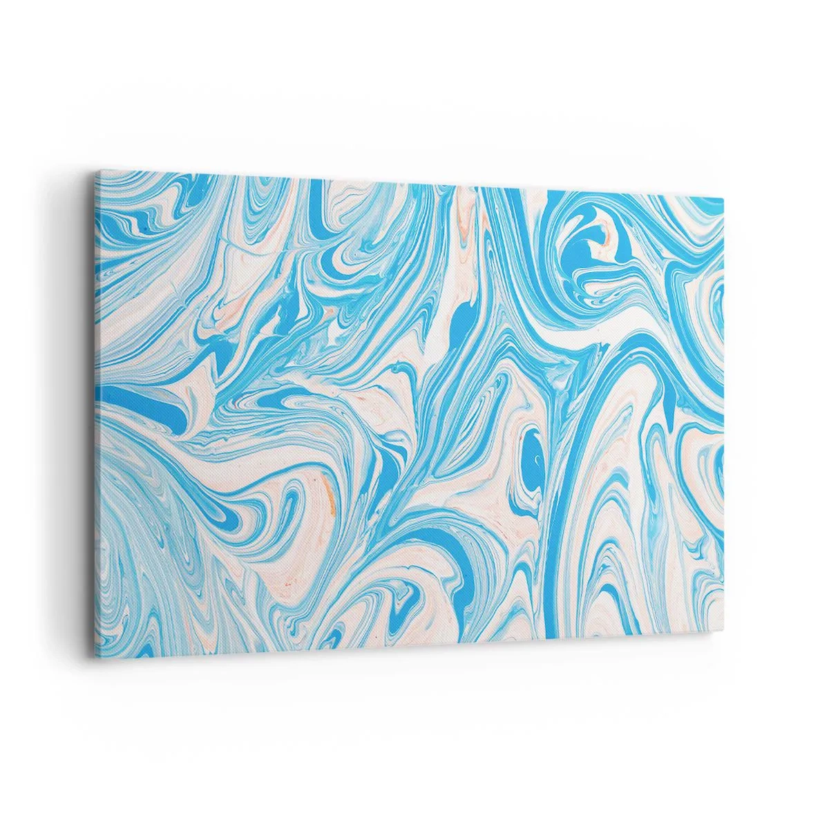 Impression sur toile - Image sur toile - Tourbillons abstraits de style marbre bleu et blanc - 120x80cm - Bassin turquoise - Décoration murale moderne pour le salon et la chambre ARTTOR