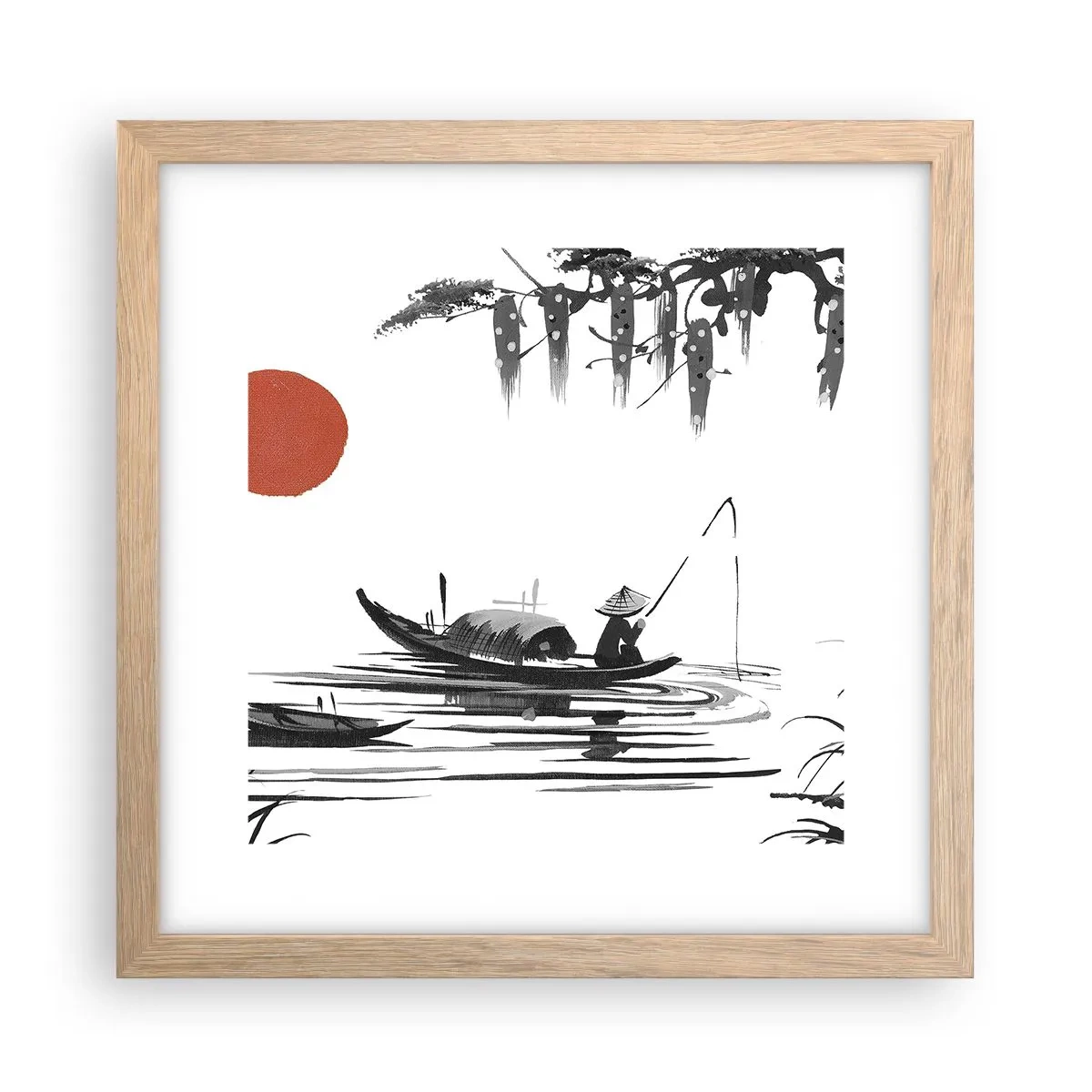 Affiche dans un chêne clair - Poster - Après-midi asiatique - 30x30 cm