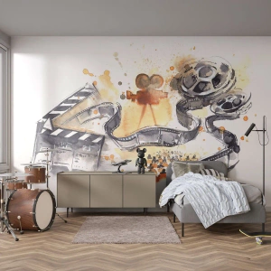 Papier Peint Photo Premium Canvas - Au pays des rêves - Projecteur de film, Bobine de film, Cinématographie - 400x280 cm