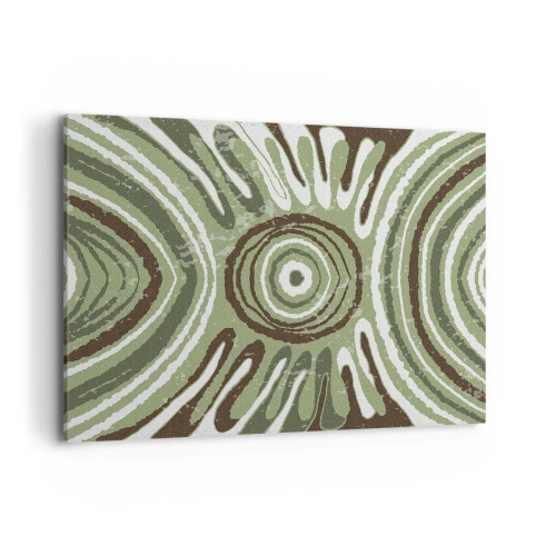 Impression sur toile - Image sur toile - Motifs abstraits dans les tons de vert et de marron - 100x70cm - Une explosion d'émotions - Décoration murale moderne pour le salon et la chambre ARTTOR