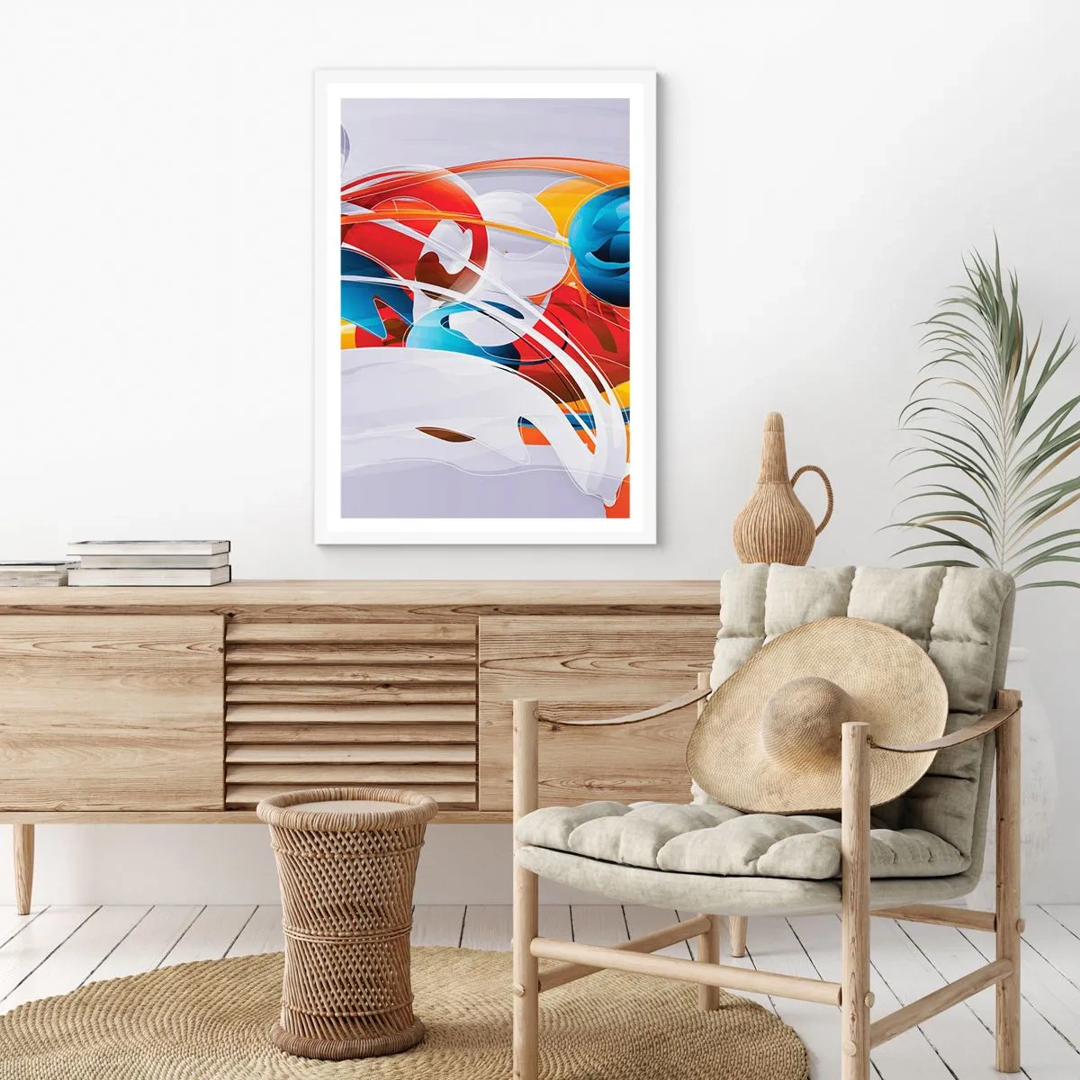 Affiche dans un cadre blanc - Poster - La danse des éléments - 70x100 cm