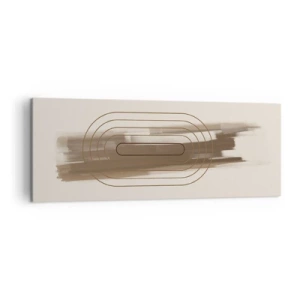 Impression sur toile - Image sur toile - Une composition minimaliste dans les tons beige et gris avec un motif géométrique - 140x50cm - Parfum de gris - Décoration murale moderne pour le salon et la chambre ARTTOR