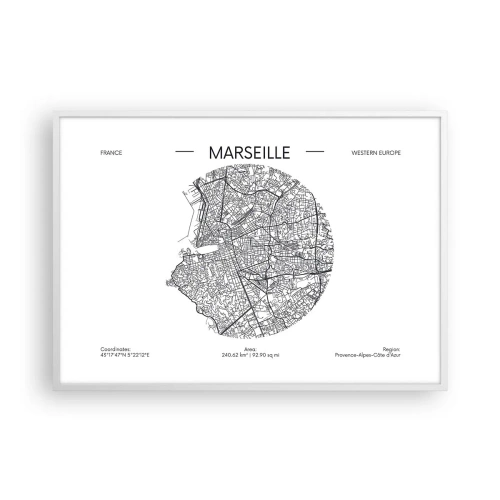 Affiche dans un cadre blanc - Poster - Anatomie de Marseille - 100x70 cm