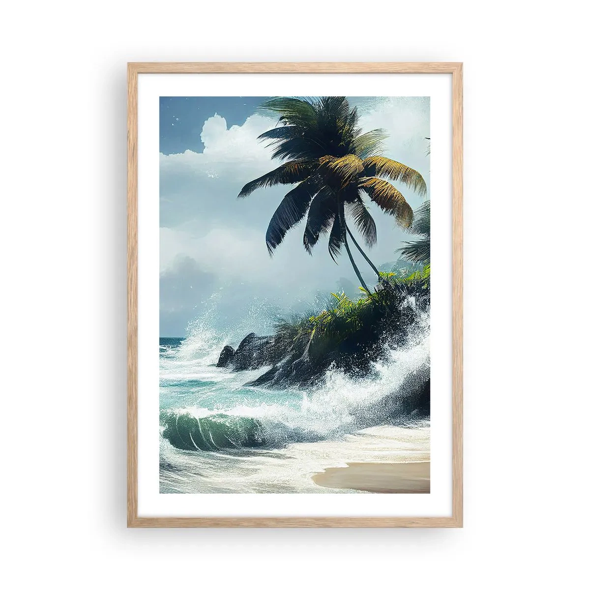 Affiche dans un chêne clair - Poster - Sur une côte tropicale - 50x70 cm