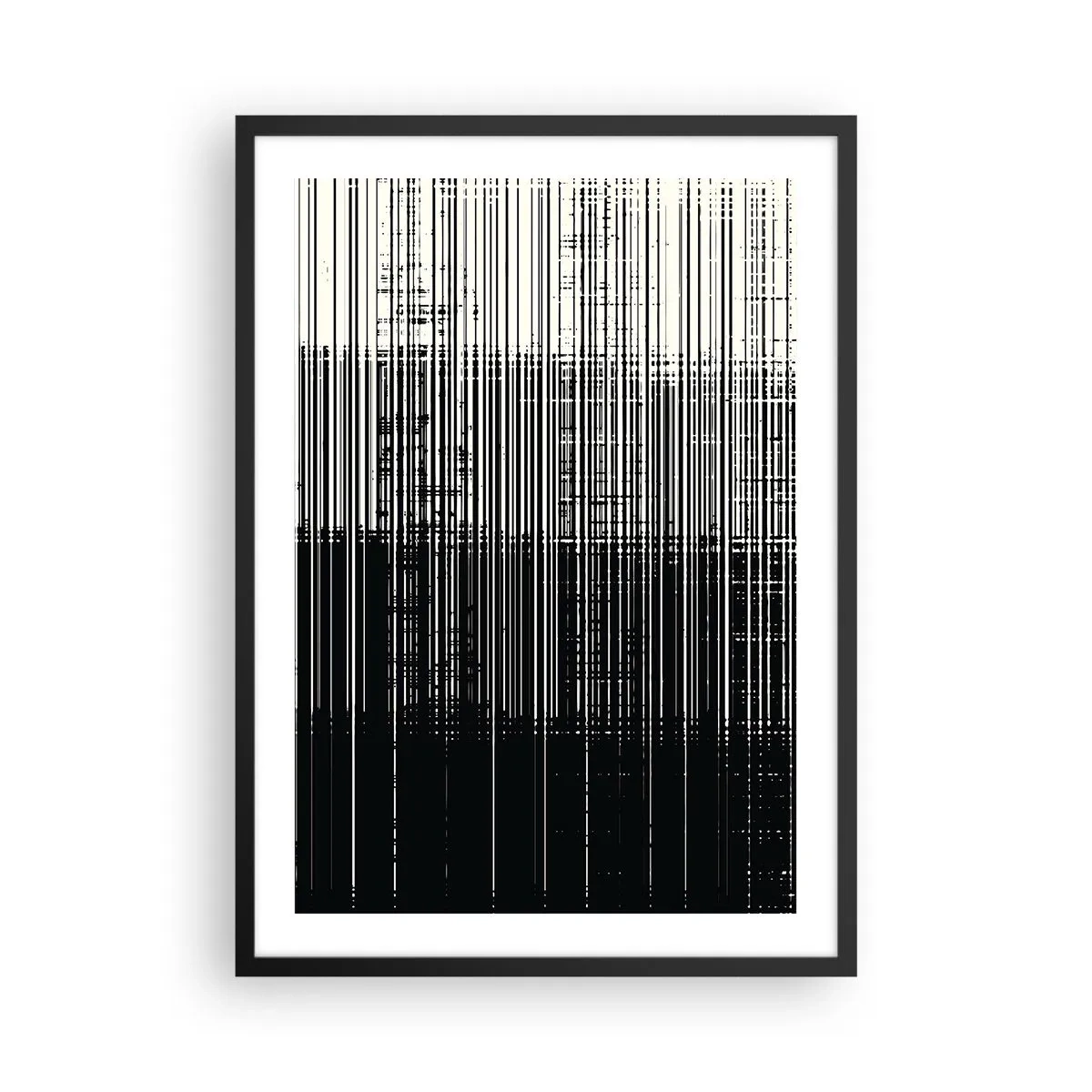 Affiche dans un cadre noir - Poster - Composition abstraite de lignes noires sur fond blanc - 50x70cm - Ondes et vibrations - Décoration murale moderne pour le salon et la chambre ARTTOR