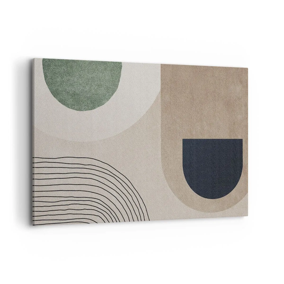 Impression sur toile - Image sur toile - Formes géométriques dans les tons beige et vert - 120x80cm - La douceur de l'ovale - Décoration murale moderne pour le salon et la chambre ARTTOR