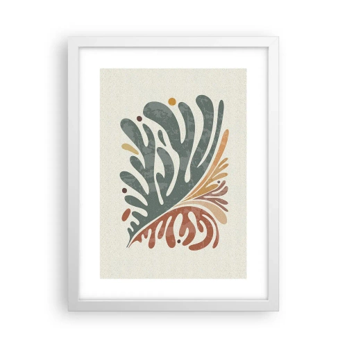 Affiche dans un cadre blanc - Poster - Feuille multicolore - 30x40 cm