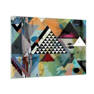 Impression sur verre - Image sur verre - Composition abstraite de formes géométriques et de couleurs - 100x70cm - Comme c'est facile - Décoration murale moderne pour le salon et la chambre ARTTOR