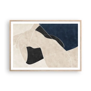 Affiche dans un chêne clair - Poster - Composition abstraite - contraste de couleurs - 100x70 cm