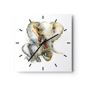 Horloge murale - Pendule murale - Éléphants à l'aquarelle aux couleurs subtiles - 30x30cm - Rien ne peut égaler maman - Décoration murale moderne pour le salon et la chambre ARTTOR