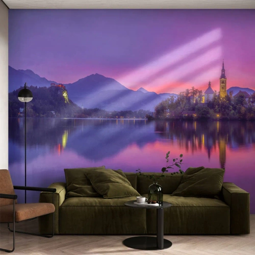 Papier Peint Autocollant Deluxe Sticker - Une île de conte de fées au crépuscule - Paysage, Slovénie, Île de Bled - 400x280 cm