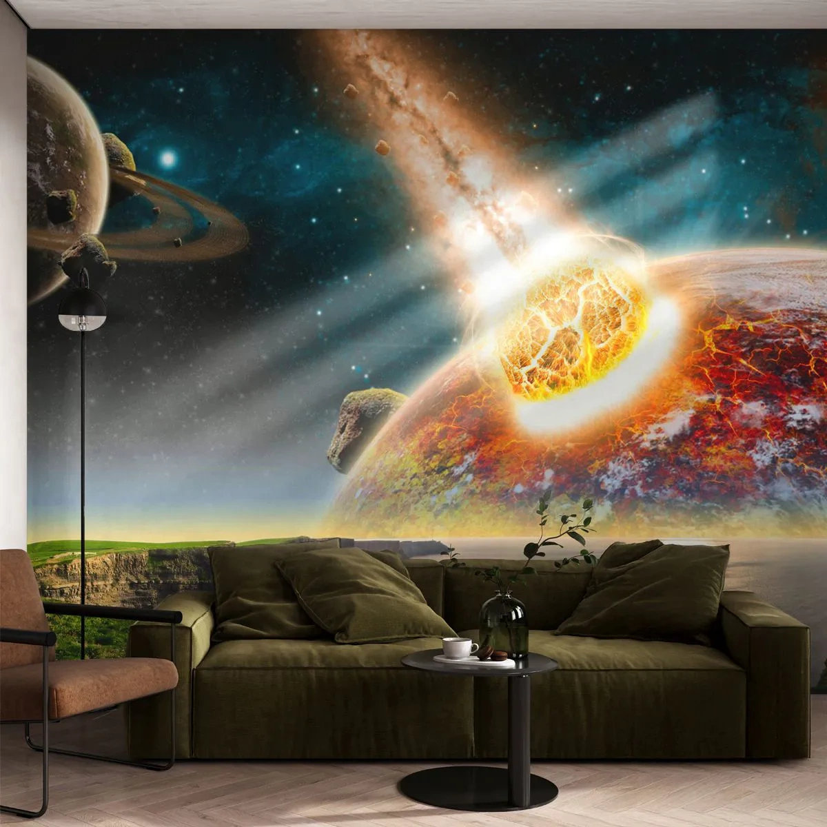 Papier Peint Photo Premium Sand - Drame spatial - Abstraction, Paysage, Cosmos - 400x280 cm