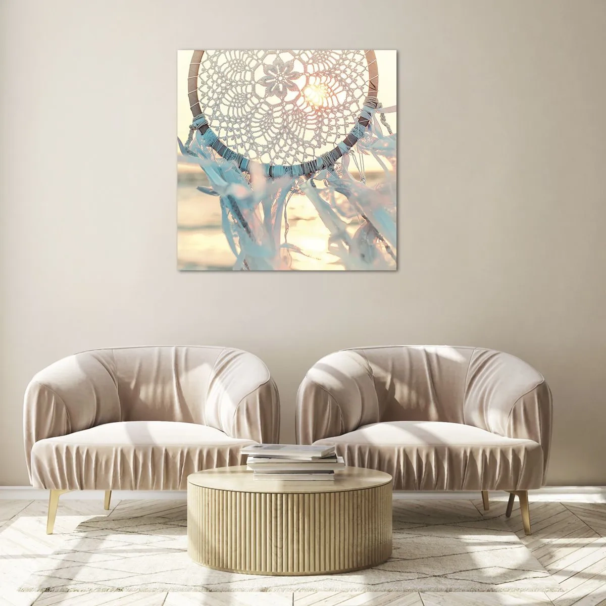 Impression sur verre - Image sur verre - Totem en dentelle - 50x50 cm