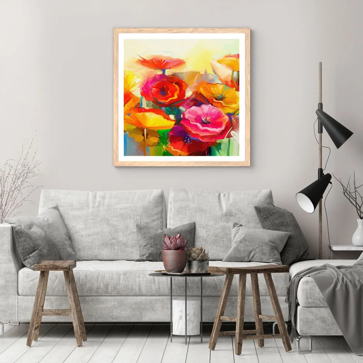 Affiche dans un chêne clair - Poster - Pas seulement rouge - 60x60 cm