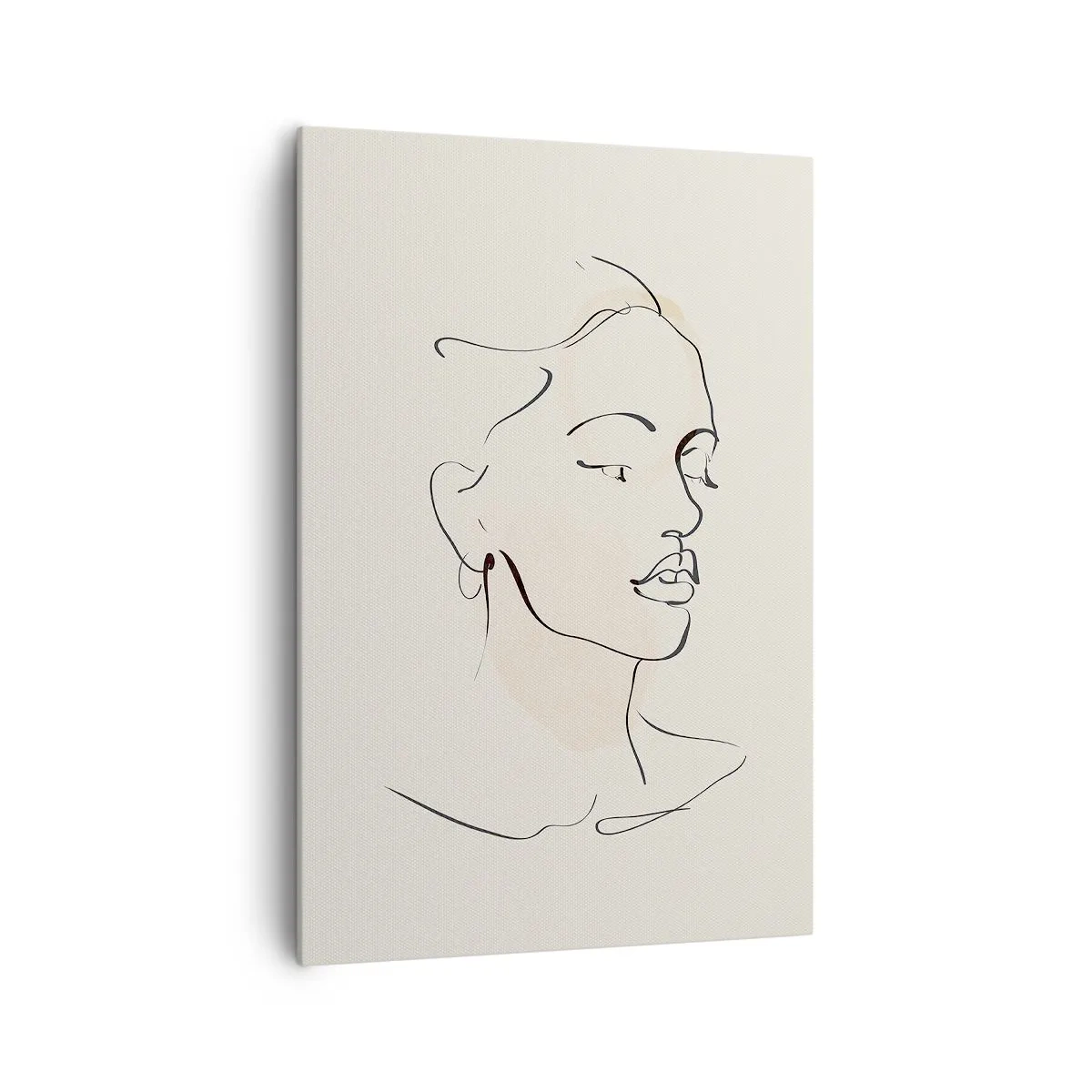 Impression sur toile - Image sur toile - Un croquis délicat du visage d'une femme sur un fond clair - 70x100cm - Une ligne certaine - Décoration murale moderne pour le salon et la chambre ARTTOR