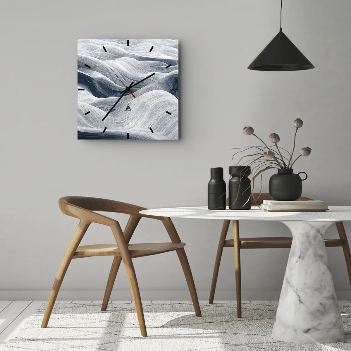 Horloge murale - Pendule murale - Vagues blanches et bleues - 40x40 cm