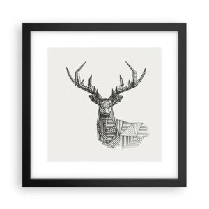 Affiche dans un cadre noir - Poster - Cerf dans un style cubique - 30x30 cm