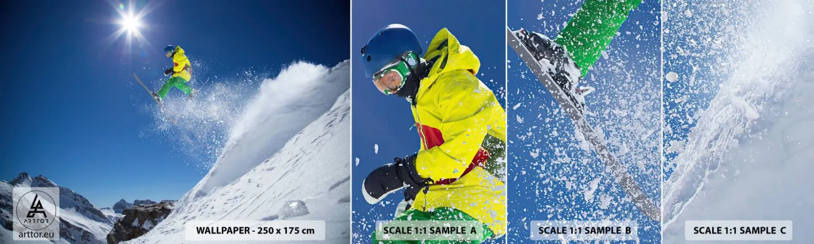 Échantillon De Papier Peint Standard Eco - Danse avec les montagnes - sport, Ski, Hiver - 100x30 cm