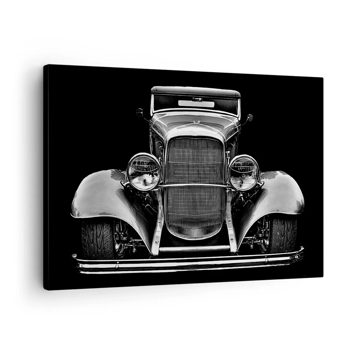Impression sur toile - Image sur toile - Une voiture vintage en noir et blanc - 70x50cm - Un vrai gentleman - Décoration murale moderne pour le salon et la chambre ARTTOR