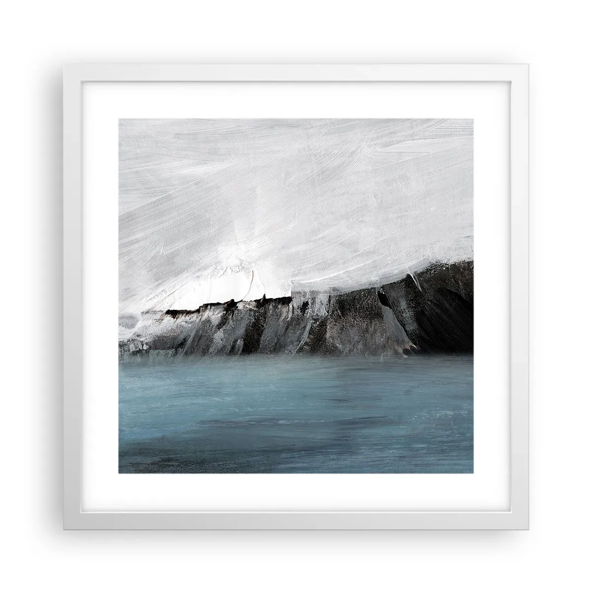 Affiche dans un cadre blanc - Poster - Eau – terre : choc des éléments - 40x40 cm