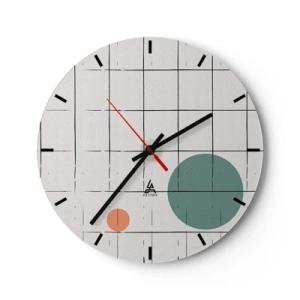 Horloge murale - Pendule murale - Une grille de verticales et d'horizontales avec des cercles colorés en arrière-plan - 30x30cm - Piégé. Nous ou eux ? - Décoration murale moderne pour le salon, la cuisine et la chambre ARTTOR
