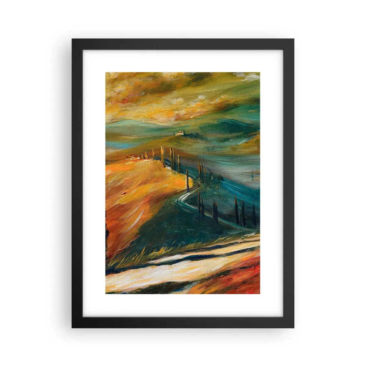 Affiche dans un cadre noir - Poster - paysage toscan - 30x40 cm