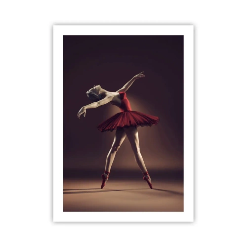 Affiche - Poster - Une danseuse de ballet en robe rouge sur scène - 50x70cm - Une danseuse étoile - Décoration murale moderne pour le salon et la chambre ARTTOR