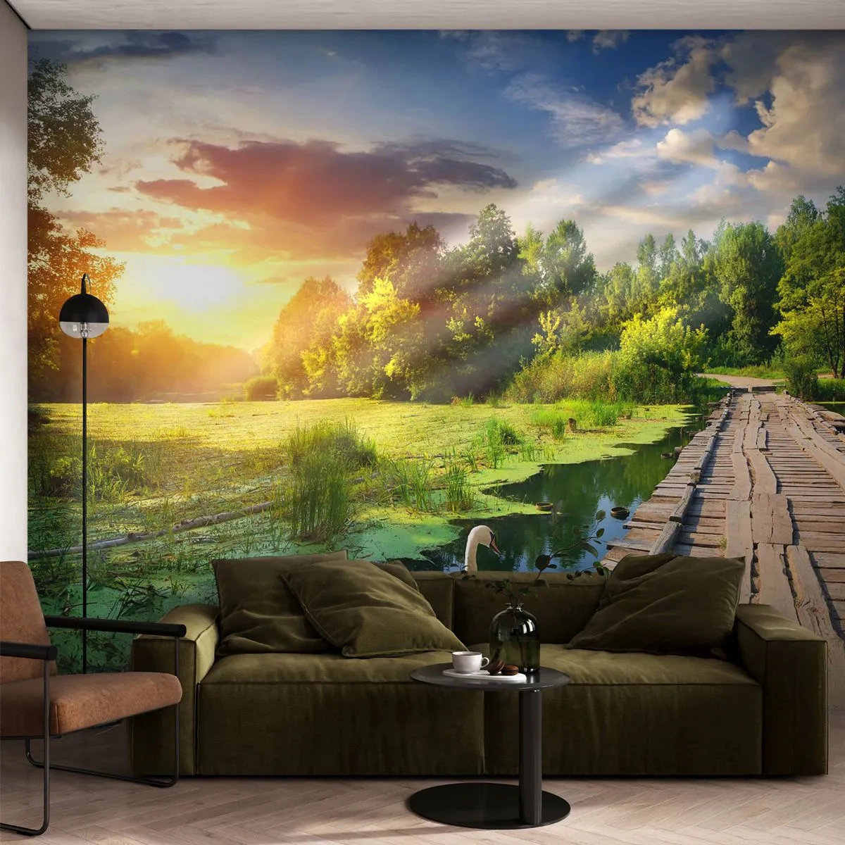 Papier Peint Autocollant Deluxe Sticker - L'été, l'été partout - Paysage, Lac, Forêt - 250x175 cm