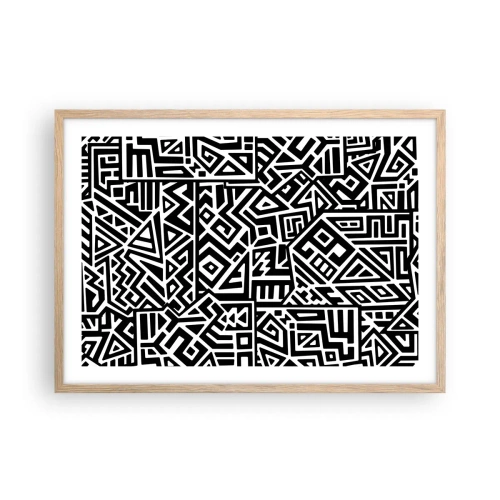 Affiche dans un chêne clair - Poster - Composition précolombienne - 70x50 cm