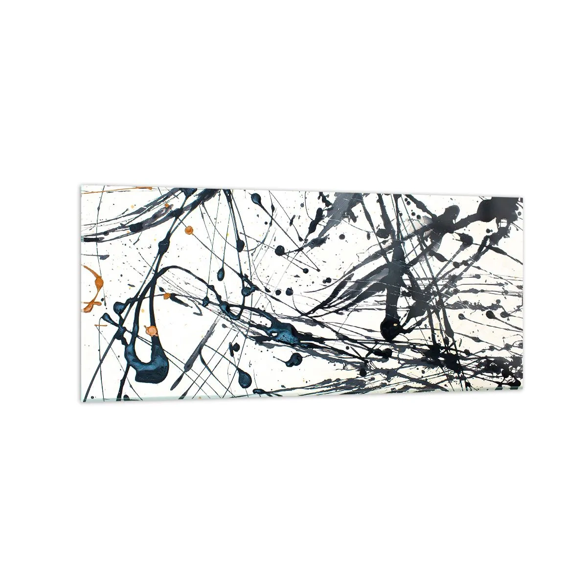 Impression sur verre - Image sur verre - Une peinture abstraite avec des éclaboussures de peinture dans des motifs dynamiques. - 120x50cm - Abstraction expressionniste - Décoration murale moderne pour le salon et la chambre ARTTOR