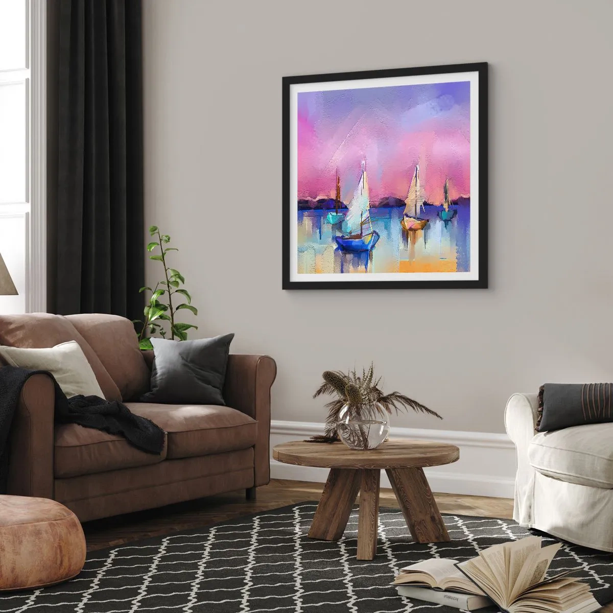 Affiche dans un cadre noir - Poster - Direction: les eaux larges - 50x50 cm